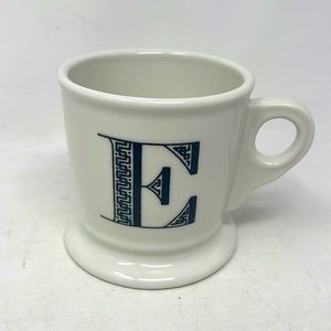 Anthropologie Monogram Initial E White and Black Ceramic Coffee Mug